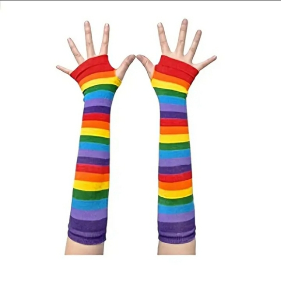 Fingerless Gloves Rainbow NWT - Picture 4 of 6
